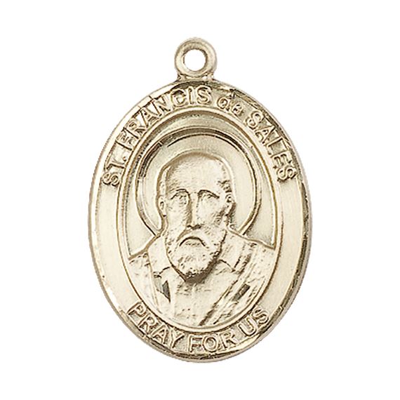 14KT GOLD ST FRANCIS DE SALES MEDAL - 1" x 3/4"