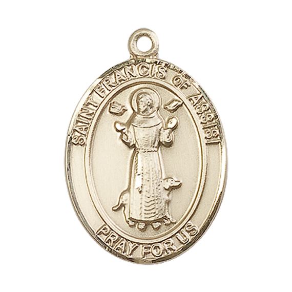 14KT GOLD ST FRANCIS OF ASSISI MEDAL - 1" x 3/4"