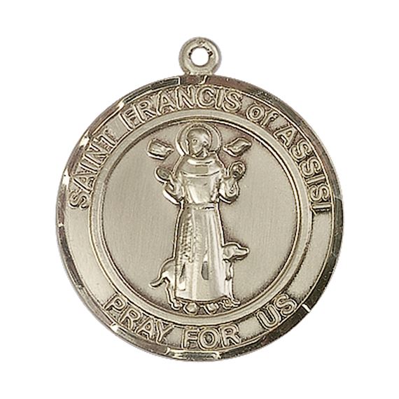 14KT GOLD ST FRANCIS OF ASSISI MEDAL - 1" x 7/8"