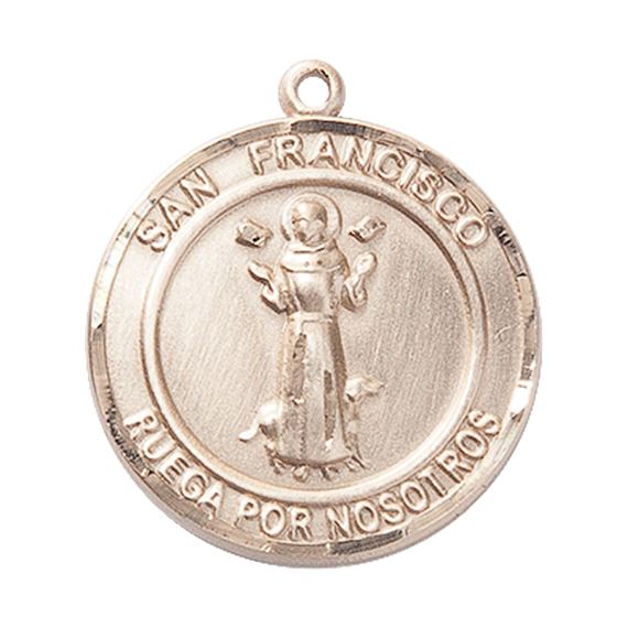 14KT GOLD SAN FRANCIS OF ASSISI MEDAL - 1" x 7/8"