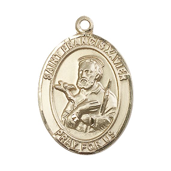 14KT GOLD ST FRANCIS XAVIER MEDAL - 1" x 3/4"