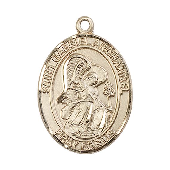 14KT GOLD ST GABRIEL THE ARCHANGEL MEDAL - 1" x 3/4"
