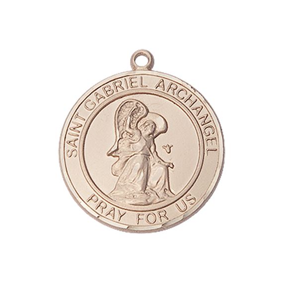 14KT GOLD ST GABRIEL THE ARCHANGEL MEDAL - 1" x 7/8"