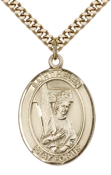 14KT GOLD FILLED ST HELEN PENDANT WITH CHAIN - 1" x 3/4"