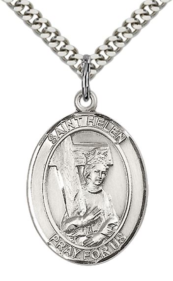 STERLING SILVER ST HELEN PENDANT WITH CHAIN - 1" x 3/4"