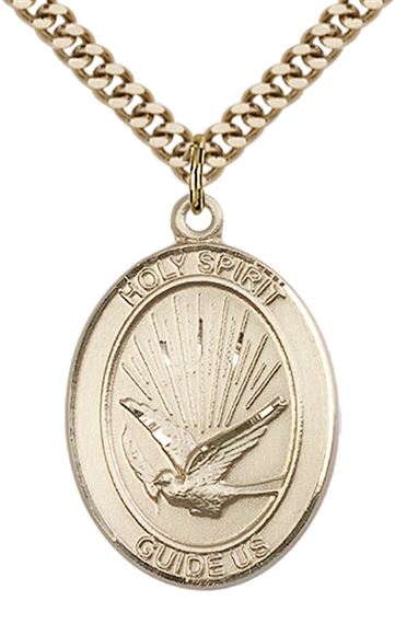 14KT GOLD FILLED HOLY SPIRIT PENDANT WITH CHAIN - 1" x 3/4"