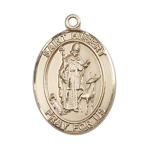 14KT GOLD ST HUBERT OF LIEGE MEDAL - 1" x 3/4"
