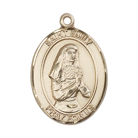 14KT GOLD ST EMILY DE VIALAR MEDAL - 1" x 3/4"