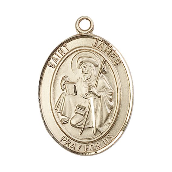 14KT GOLD ST JAMES THE GREATER MEDAL - 1" x 3/4"