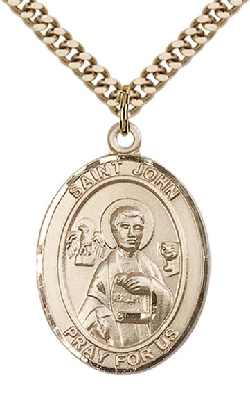 14KT GOLD FILLED ST JOHN THE APOSTLE PENDANT WITH CHAIN - 1" x 3/4"