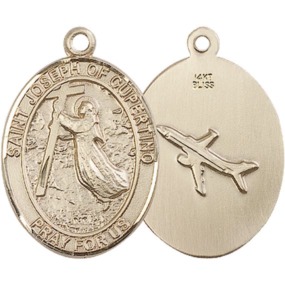 14KT GOLD ST JOSEPH OF CUPERTINO MEDAL - 1" x 3/4"