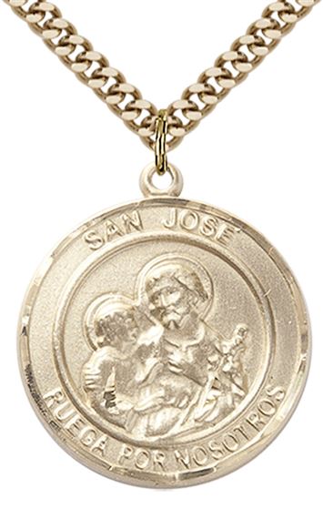 GOLD FILLED SAN JOSE PENDANT ON A CHAIN - 1" x 7/8"