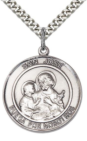 STERLING SILVER SAN JOSE PENDANT WITH CHAIN - 1" x 7/8"