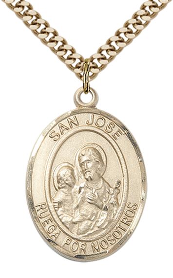 GOLD FILLED SAN JOSE PENDANT ON A CHAIN - 1" x 3/4"