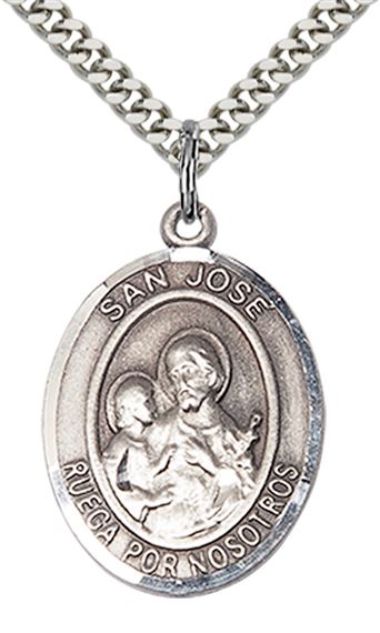STERLING SILVER SAN JOSE PENDANT WITH CHAIN - 1" x 3/4"