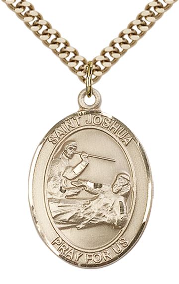 14KT GOLD FILLED ST JOSHUA PENDANT WITH CHAIN - 1" x 3/4"