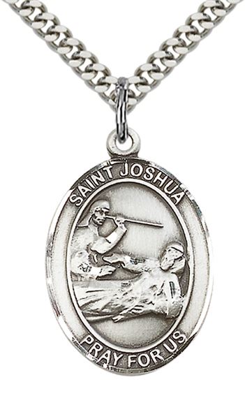 STERLING SILVER ST JOSHUA PENDANT WITH CHAIN - 1" x 3/4"