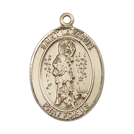 14KT GOLD ST LAZARUS MEDAL - 1" x 3/4"