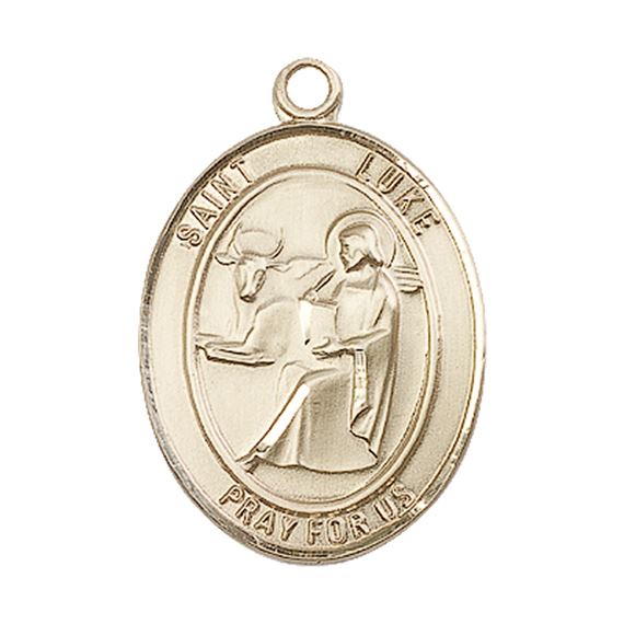 14KT GOLD ST LUKE THE APOSTLE MEDAL - 1" x 3/4"
