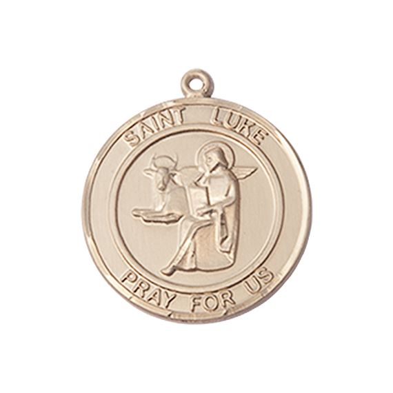 14KT GOLD ST LUKE THE APOSTLE MEDAL - 1" x 7/8"