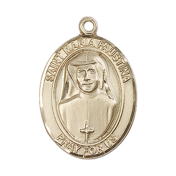 14KT GOLD ST MARIA FAUSTINA MEDAL - 1" x 3/4"