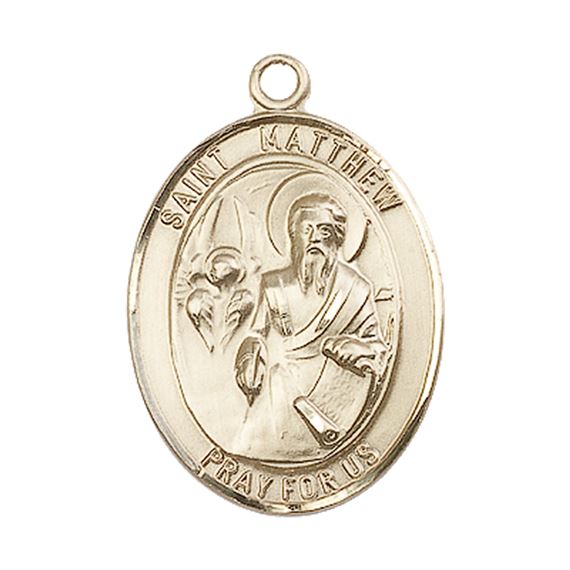 14KT GOLD ST MATTHEW THE APOSTLE MEDAL - 1" x 3/4"