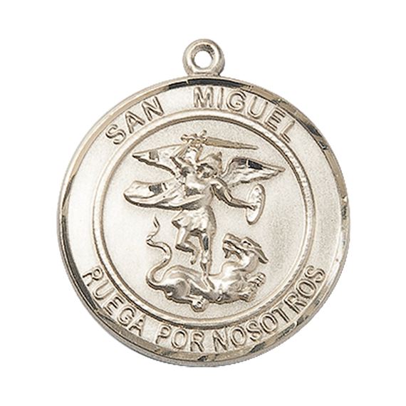 14KT GOLD SAN MIGUEL ARCANGEL MEDAL - 1" x 7/8"