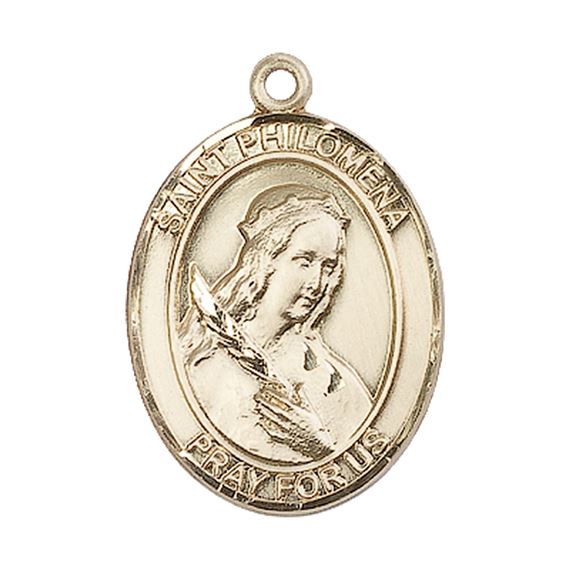 14KT GOLD ST PHILOMENA MEDAL - 1" x 3/4"
