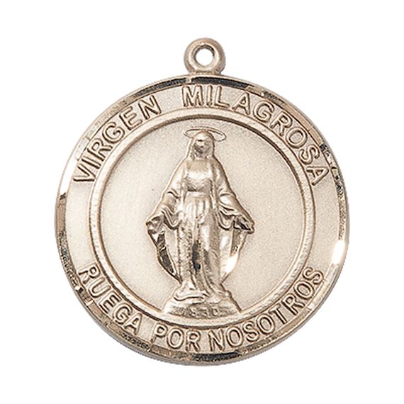 14KT GOLD VIRGEN MILAGROSA MEDAL - 1" x 7/8"