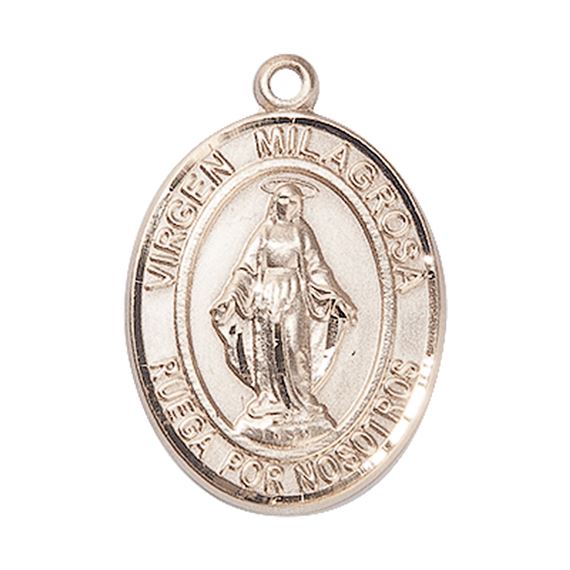 14KT GOLD VIRGEN MILAGROSA MEDAL - 1" x 3/4"