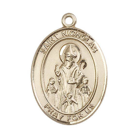14KT GOLD ST NICHOLAS MEDAL - 1" x 3/4"