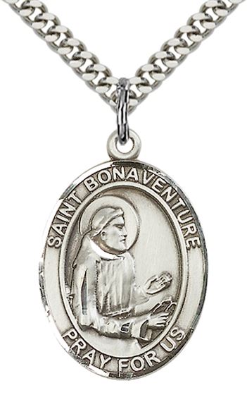 STERLING SILVER ST BONAVENTURE PENDANT WITH CHAIN - 1" x 3/4"
