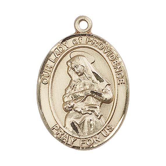 14KT GOLD OUR LADY OF PROVIDENCE MEDAL - 1" x 3/4"