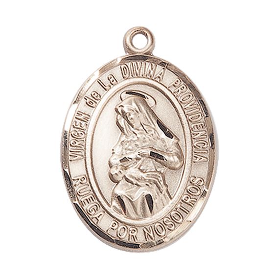 14KT GOLD VIRGEN DE LA DIVINA MEDAL - 1" x 3/4"
