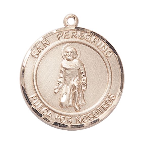 14KT GOLD SAN PEREGRINO MEDAL - 1" x 7/8"