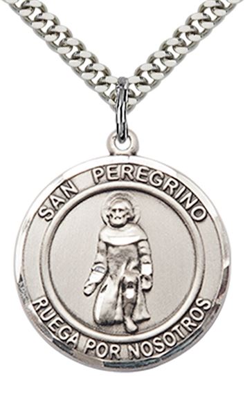 STERLING SILVER SAN PEREGRINO PENDANT WITH CHAIN - 1" x 7/8"