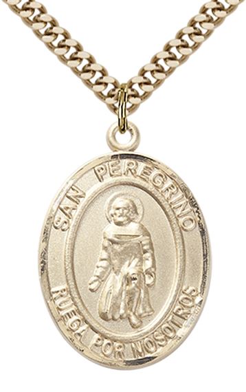 GOLD FILLED SAN PEREGRINO PENDANT ON A CHAIN - 1" x 3/4"
