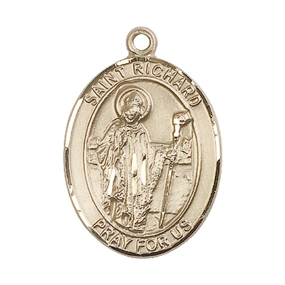 14KT GOLD ST RICHARD MEDAL - 1" x 3/4"