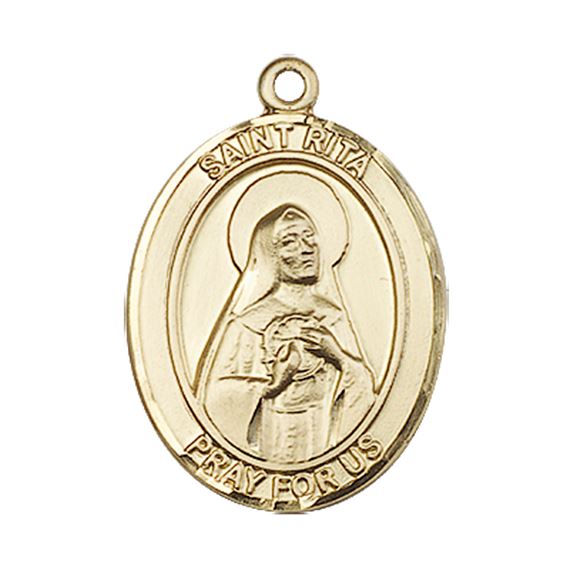 14KT GOLD ST RITA OF CASCIA MEDAL - 1" x 3/4"