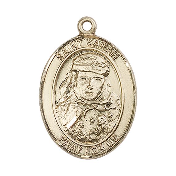 14KT GOLD ST SARAH MEDAL - 1" x 3/4"