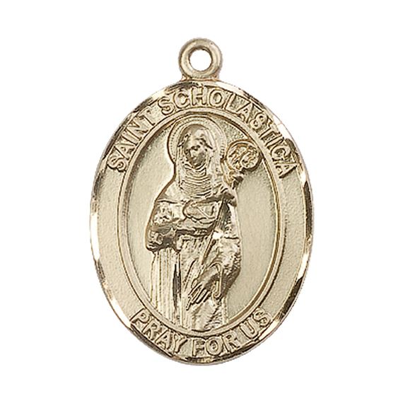 14KT GOLD ST SCHOLASTICA MEDAL - 1" x 3/4"