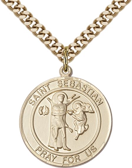 14KT GOLD FILLED SCAPULAR PENDANT WITH CHAIN - 1" x 7/8"