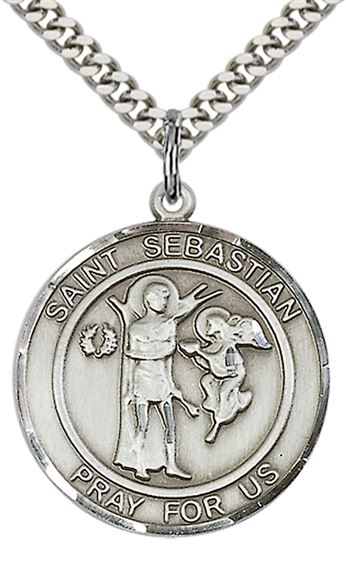 STERLING SILVER SCAPULAR PENDANT WITH CHAIN - 1" x 7/8"