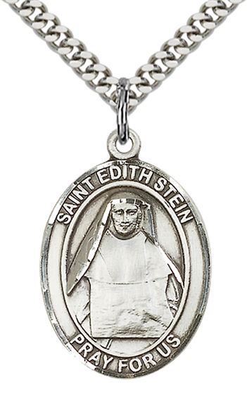 STERLING SILVER ST EDITH STEIN PENDANT WITH CHAIN - 1" x ¾"