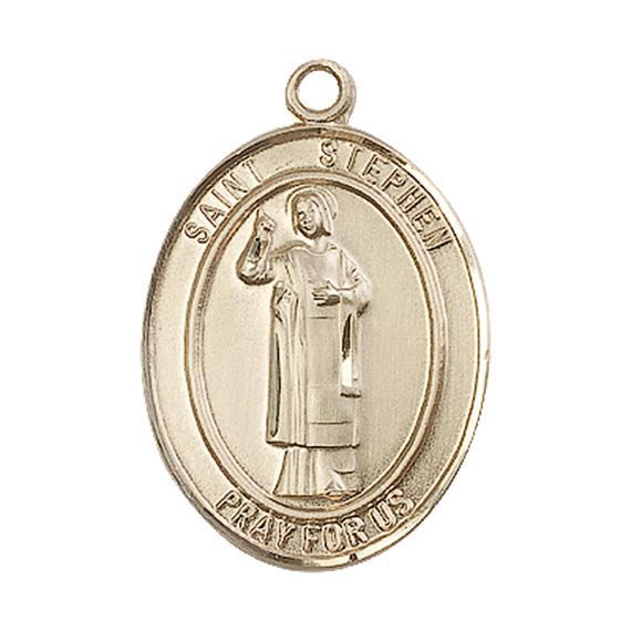 14KT GOLD ST STEPHEN THE MARTYR MEDAL - 1" x 3/4"