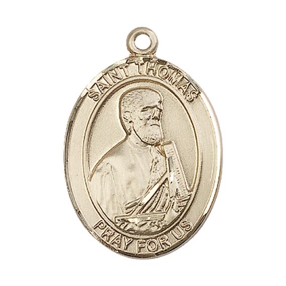 14KT GOLD ST THOMAS THE APOSTLE MEDAL - 1" x 3/4"