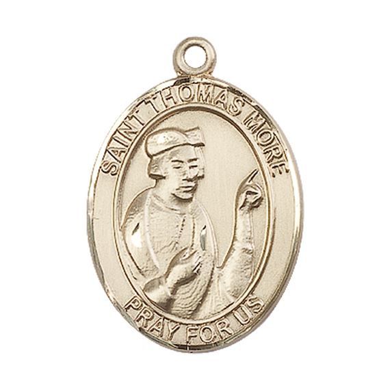 14KT GOLD ST THOMAS MORE MEDAL - 1" x 3/4"