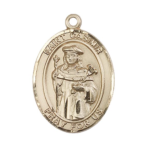 14KT GOLD ST CASIMIR OF POLAND MEDAL - 1" x 3/4"