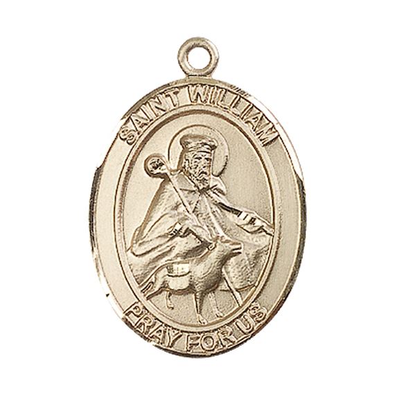 14KT GOLD ST WILLIAM OF ROCHESTER MEDAL - 1" x 3/4"