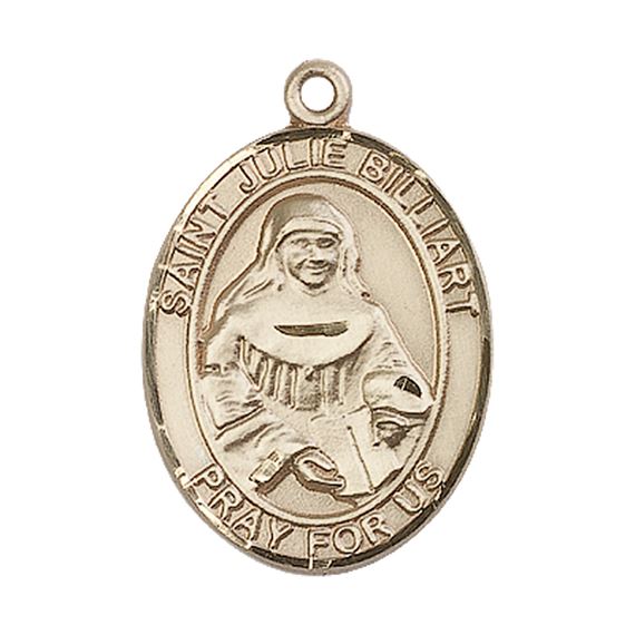 14KT GOLD ST JULIE BILLIART MEDAL - 1" x 3/4"